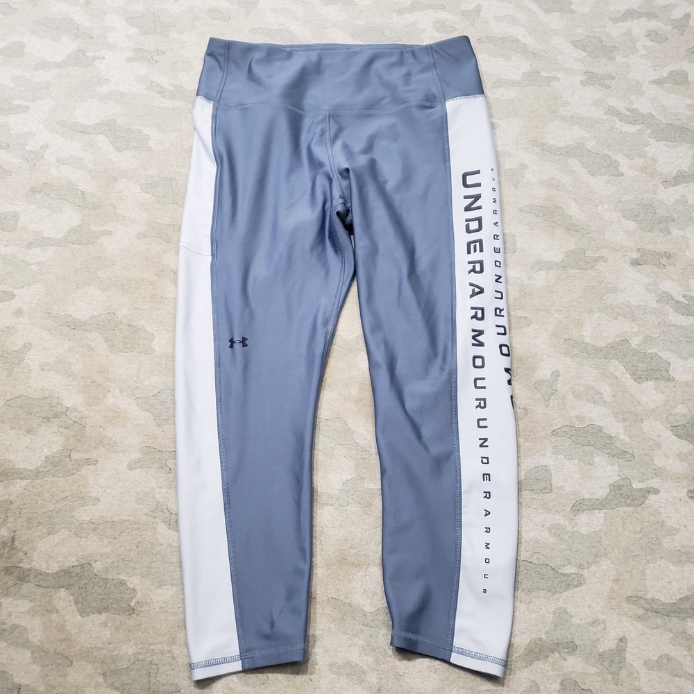 Under Armour Leggings Womens 1X Blue HeatGear Color Block Athletic Tights